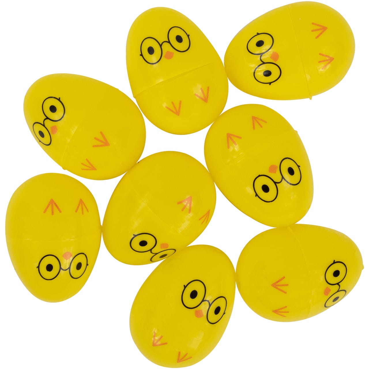 Yellow Chick Wearing Glasses Fillable Easter Eggs, 8ct.